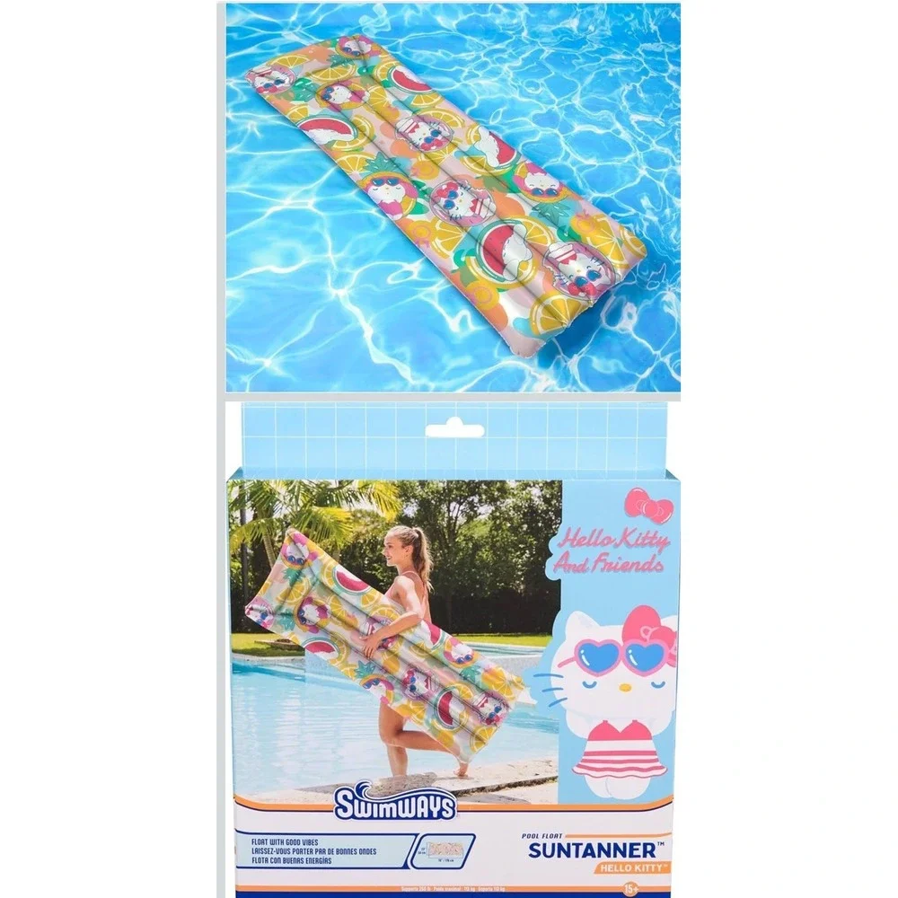 Hello Kitty & Friends Pool Floats Raft Swimways SunTanner Swim 5.8ft Long NIB